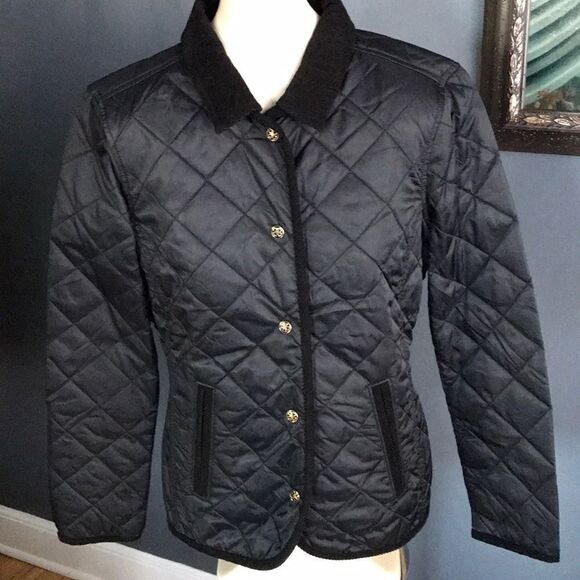 Clover/Bobby Jones black quilted/corduroy trim jkt - Picture 1 of 7